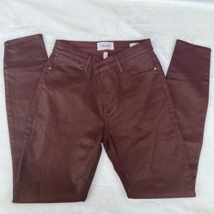 Frame Le high skinny jeans in coated stretch denim size 26 Bordeaux cover